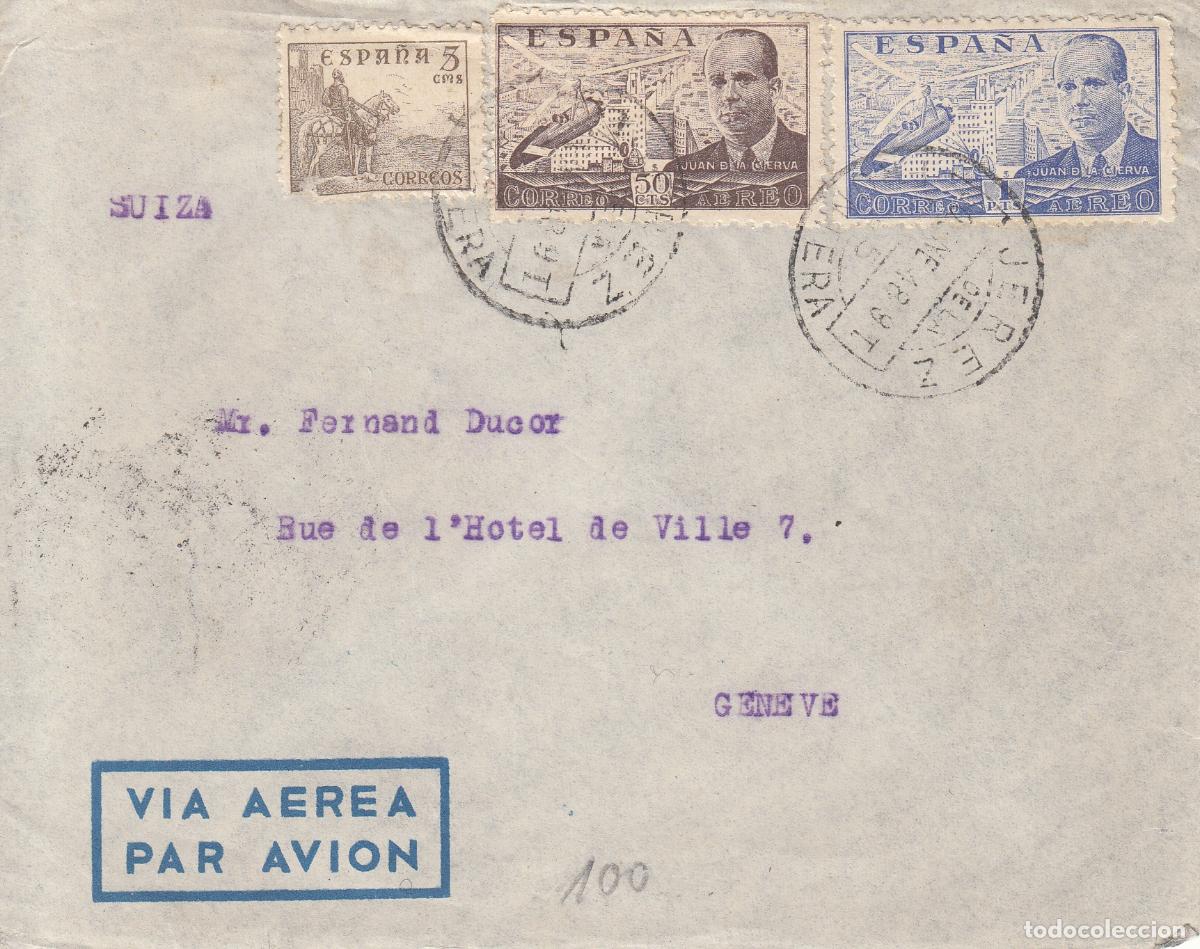 Francobolli: CRCAR225 SOBRE DE JEREZ DE LA FRONTERA A GINEBRA CON SELLOS N&ordm; 916, 943 Y 944 AL DORSO MATASELLOS