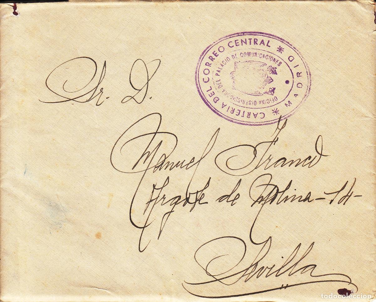 Briefmarken: CRCAR238 SOBRE CON CARTA COMPLETA DE MADRID A SEVILLA CON MARCA VIOLETA DE LA CARTERIA DEL CORREO