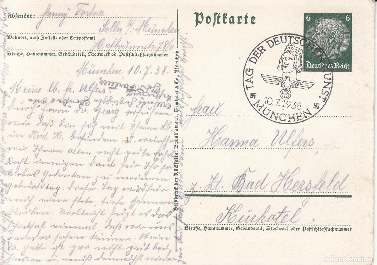 Sellos: CRCAR255 TARJETA POSTAL ALEMANA CON PROPAGANDA ALEMANA EN HONOR AL DIA DE LAS BELLAS ARTES.