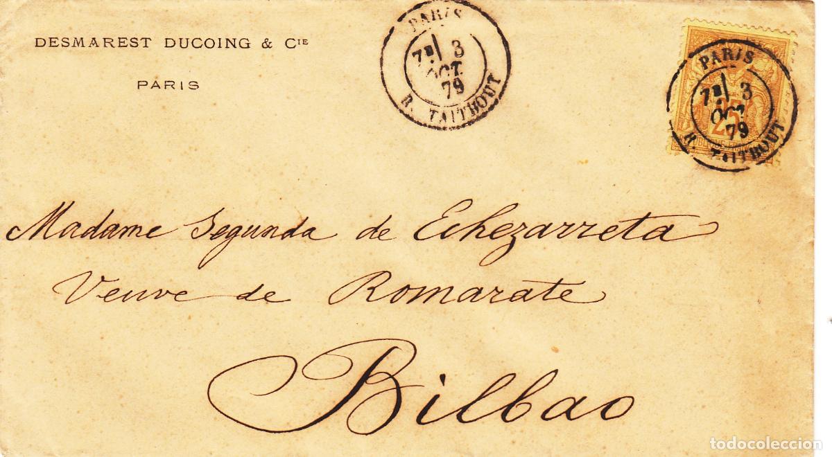 Sellos: CRCAR319 SOBRE COMPLETO DE PARIS A BILBAO. VER DESCRIPCION EN FOTO