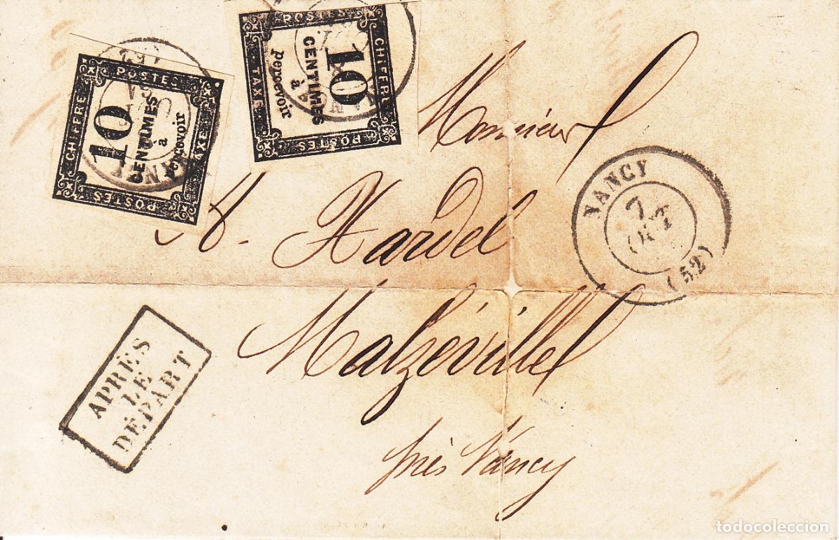 Sellos: CRCAR267 CARTA COMPLETA DE NANCY CON 2 SELLOS DEL N&ordm; 2 DE TAXA FECHADOR 07-10-61
