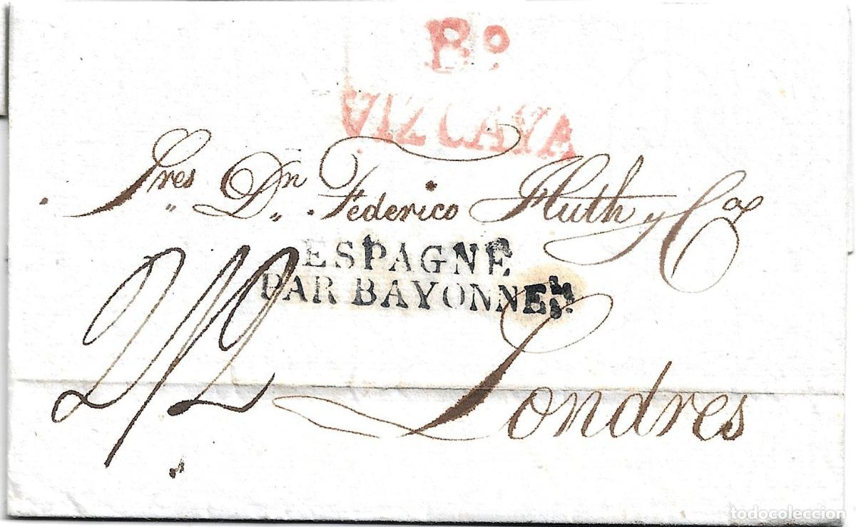 Sellos: 1824. Carta de Bilbao a Londres.