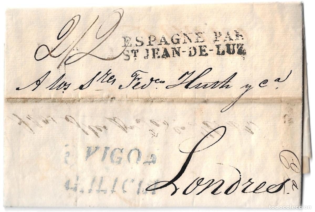 Sellos: 1829. Carta de Vigo a Londres. 22 de julio.