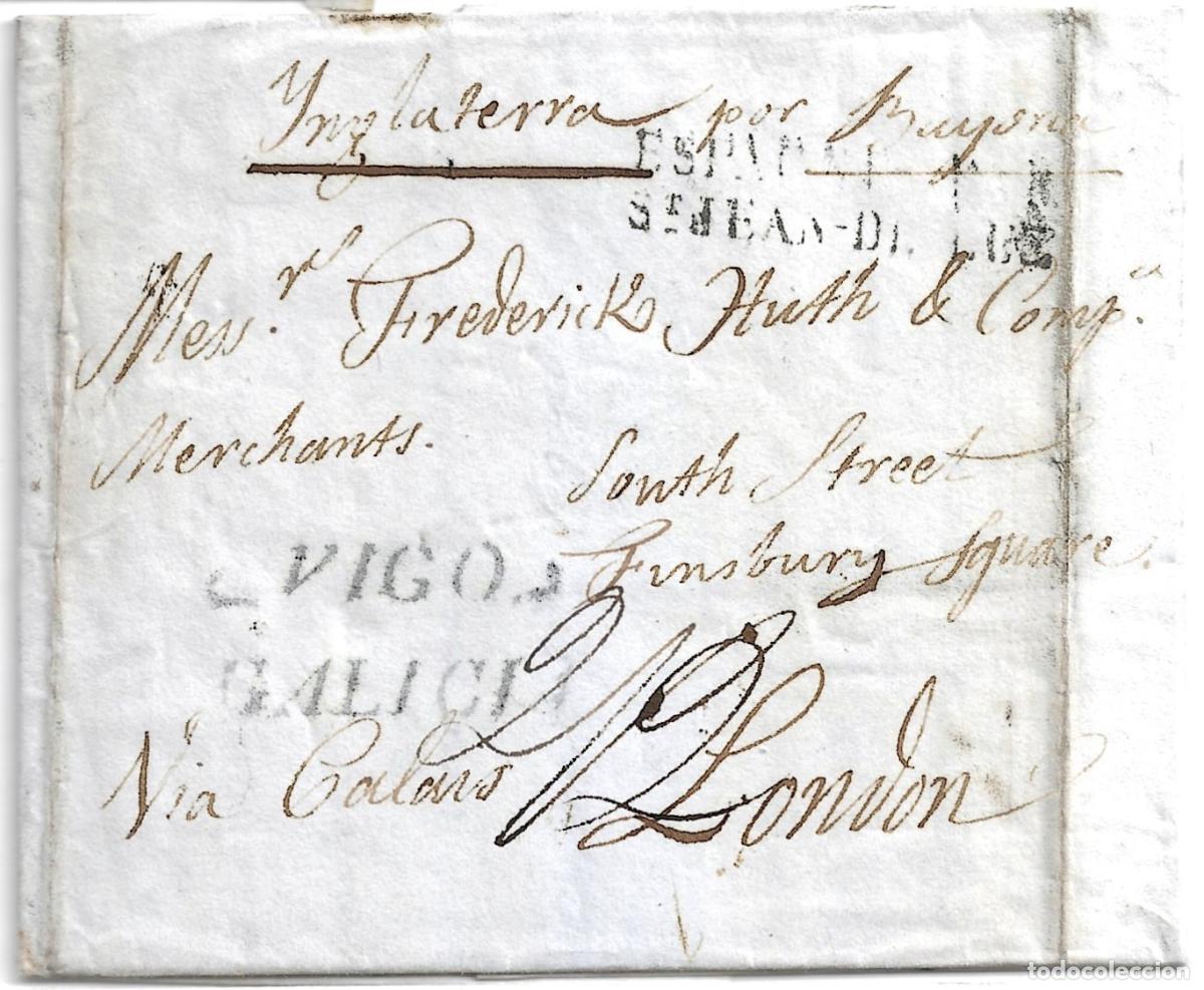 Sellos: 1832. Carta de Vigo a Londres. 22 de diciembre.