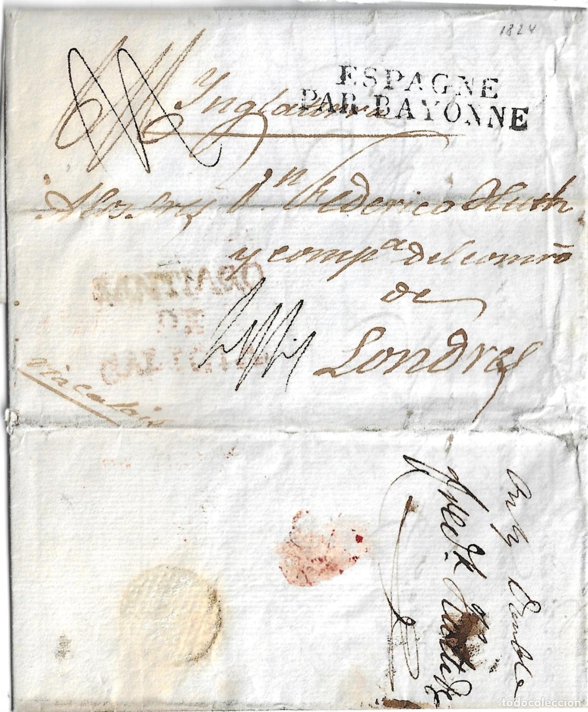 Sellos: 1824. Carta de Santiago a Londres. 21 de abril.