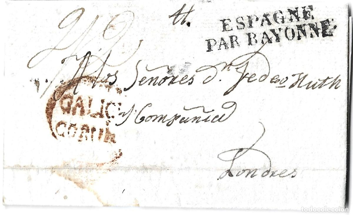Sellos: 1817. Carta de Coru&ntilde;a dirigida a Londres. 6 de agosto.