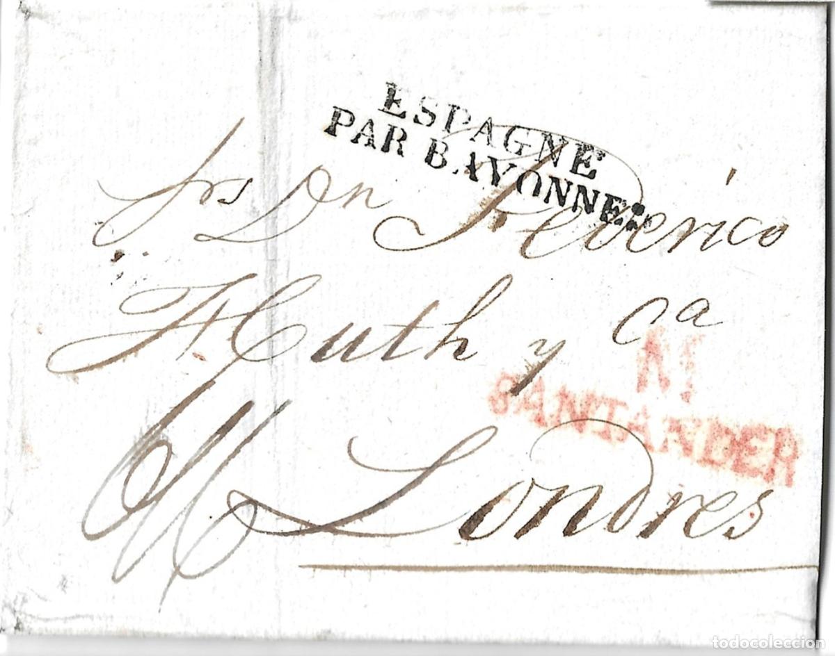 Sellos: 1826. Carta de Santander dirigida a Londres. 11 de abril.