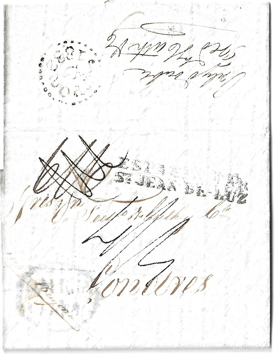 Sellos: 1832. Carta dirigida de Ferrol a Londres. 13 de junio.