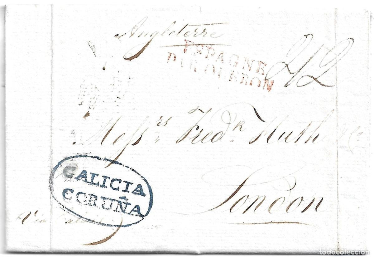 Sellos: 1836. Carta dirigida de Coru&ntilde;a a Londres. 14 de mayo.