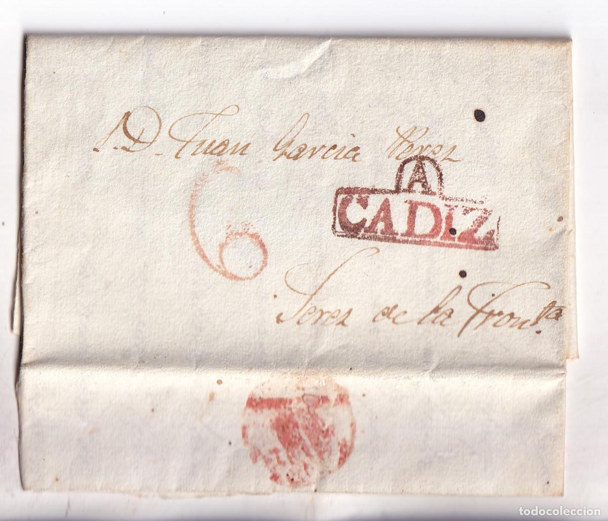 Sellos: PREFILATELIA. CARTA ENTERA. ARCOS. 1840. A JEREZ DE LA FRONTERA. C&Aacute;DIZ. SOBRE SU DESTIERRO