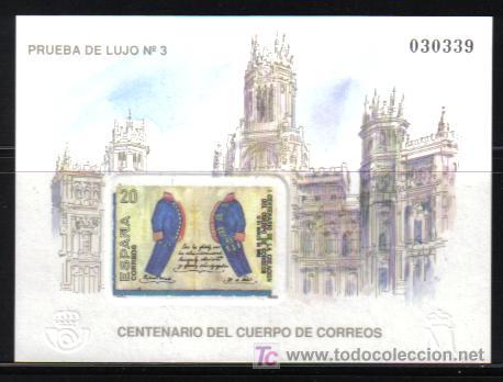 Sellos: ESPA&Ntilde;A PRUEBA E LUJO NUM 3 CENTENARIO CUERPO DE CORREOS - Foto 1