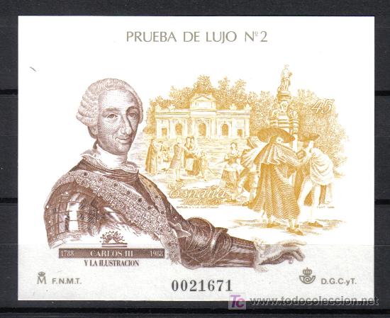Sellos: CARLOS III 1988 PRUEBA DE LUJO NUM 2 - Foto 1