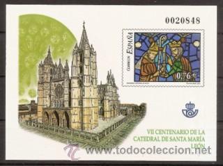 Sellos: VIDRIERAS DE LA CATEDRAL DE LEON,PRUEBA OFICIAL. - Foto 1