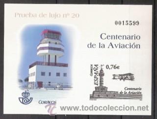 Sellos: CENTENARIO DE LA AVIACION,PRUEBA DE LUJO. - Foto 1