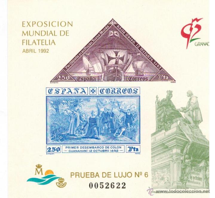 Sellos: PRUEBA DE LUJO N&ordm; 6 EXPO.GRANADA 1992 - Foto 1