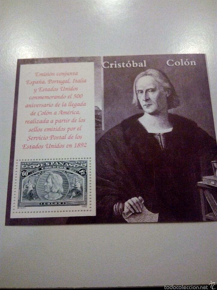 Sellos: HOJA CON SELLO CONM. CRISTOBAL COL&Oacute;N - Foto 1