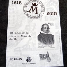 Sellos: ESPAÑA 2015 - PRUEBA DE ARTISTA - 400 AÑOS DE LA CASA DE MONEDA DE MADRID. Lote 308440193