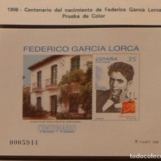 Timbres: 1998-ESPAÑA-PRUEBAS OFICIALES-PRUEBAS SIN DENTAR-Nº65-FEDERICO GARCIA LORCA. Lote 312324663