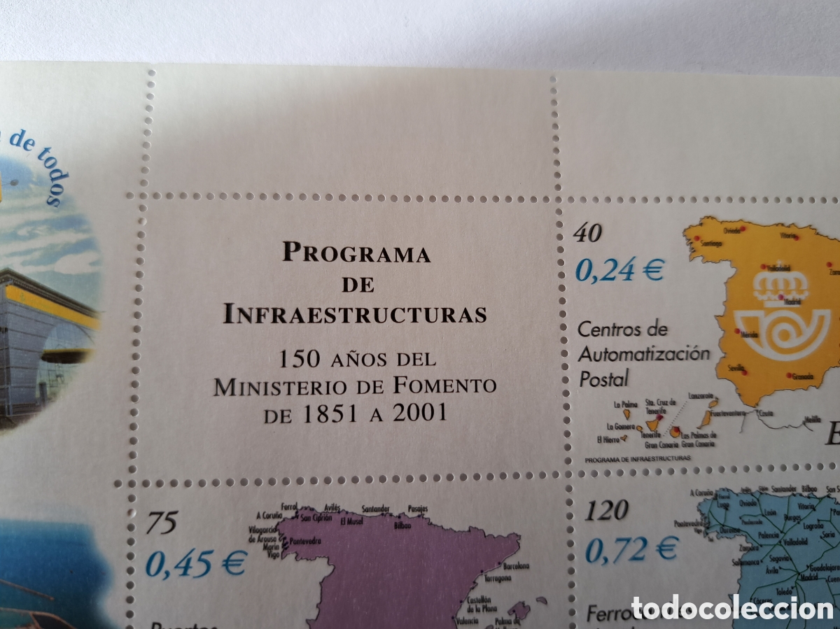 Sellos: Bloque (5) programa infraestructuras 2001 - Foto 2