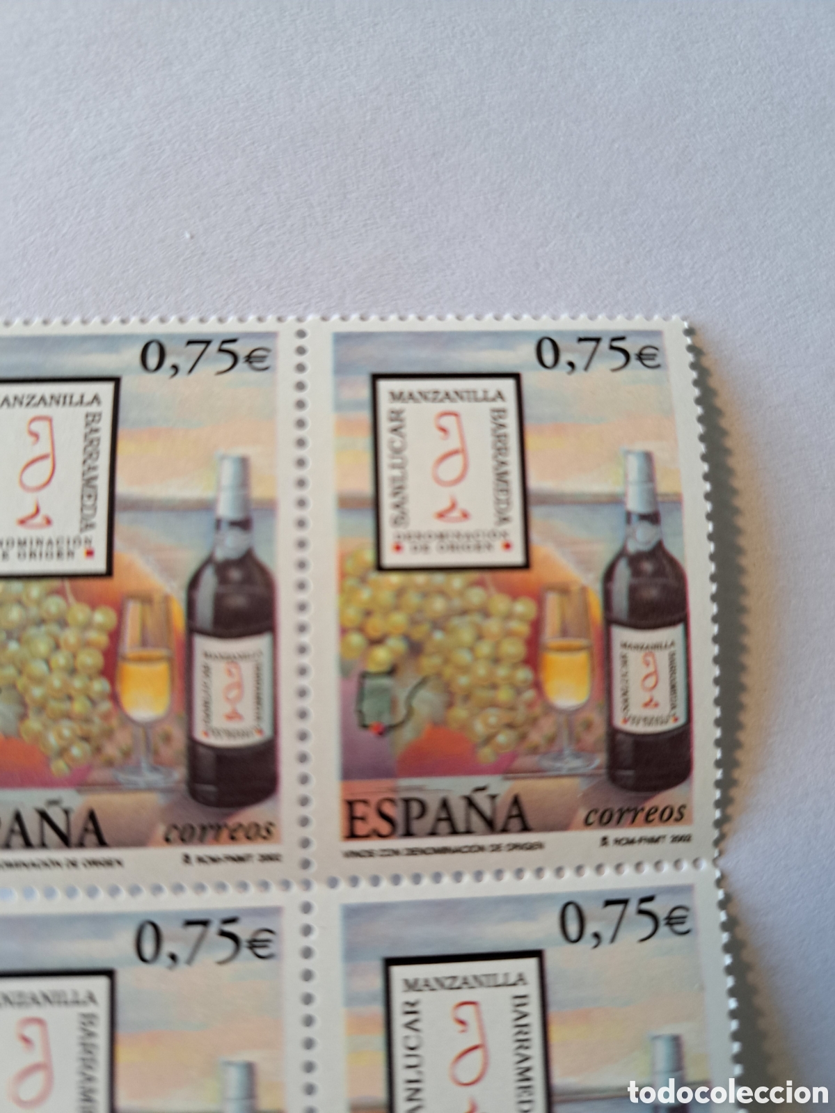 Sellos: Bloque (4) Manzanilla Sanlucar 2002 - Foto 2