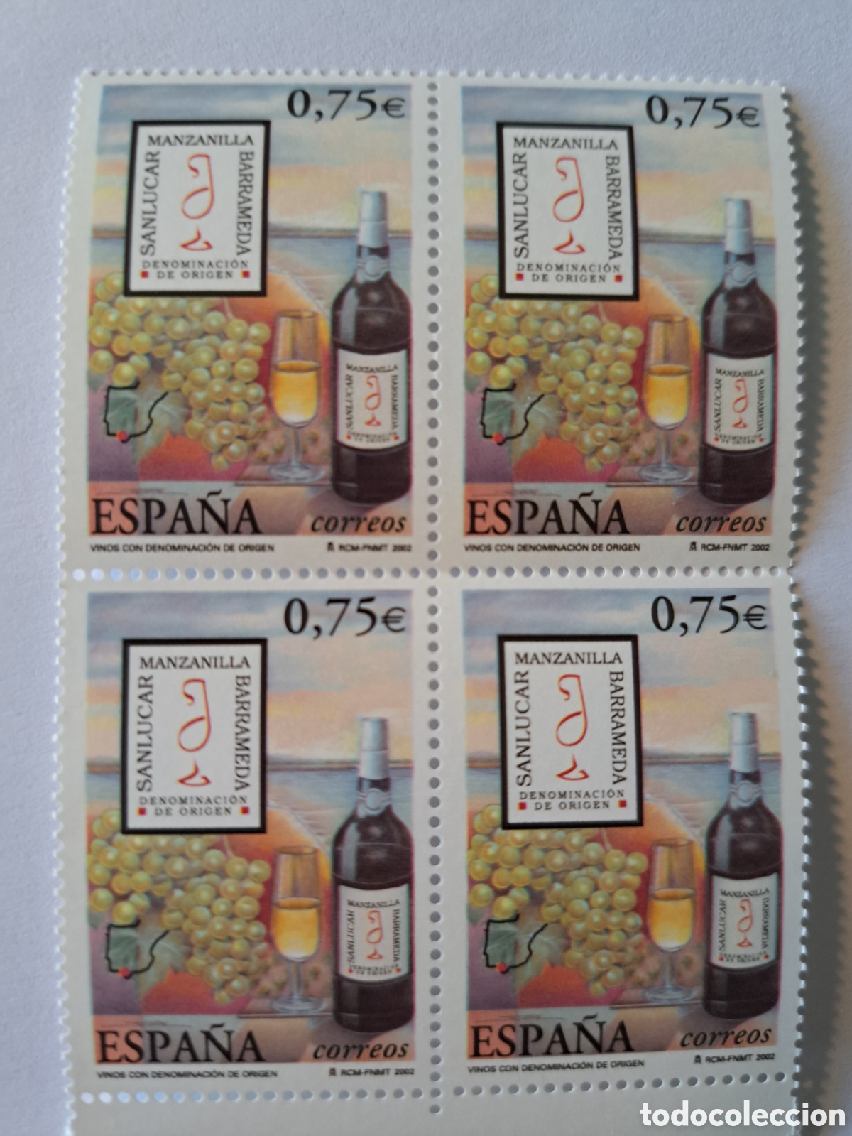 Sellos: Bloque (4) Manzanilla Sanlucar 2002 - Foto 1