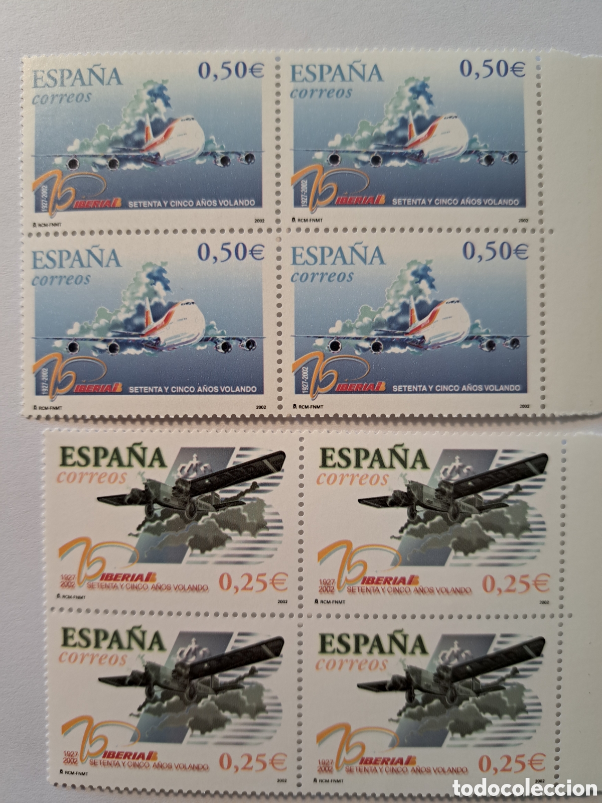 Sellos: 2 Bloques (4) 75 a&ntilde;os Iberia 2002 - Foto 1