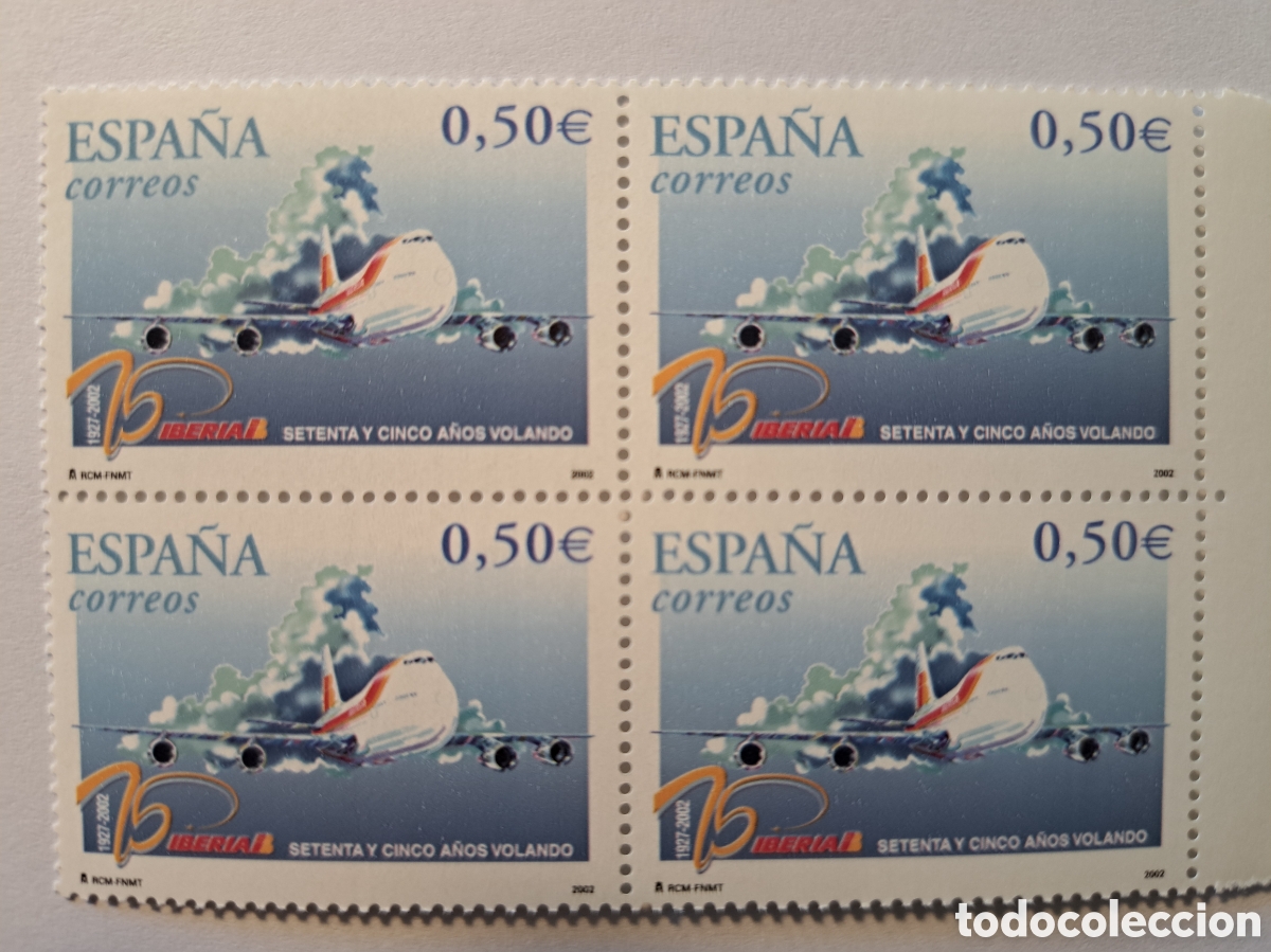 Sellos: 2 Bloques (4) 75 a&ntilde;os Iberia 2002 - Foto 2