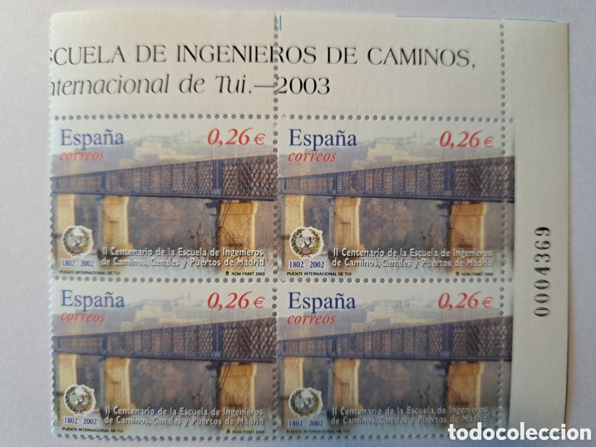 Sellos: Bloque (4) II centenario Escuela ING.Caminos 2003 - Foto 1