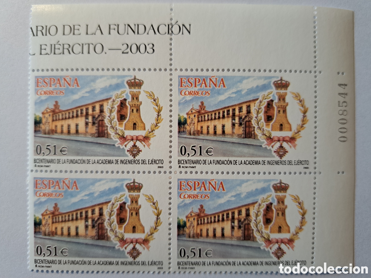 Sellos: Bloque (4) Bicentenario Academia de Ingenieros 2003 - Foto 1