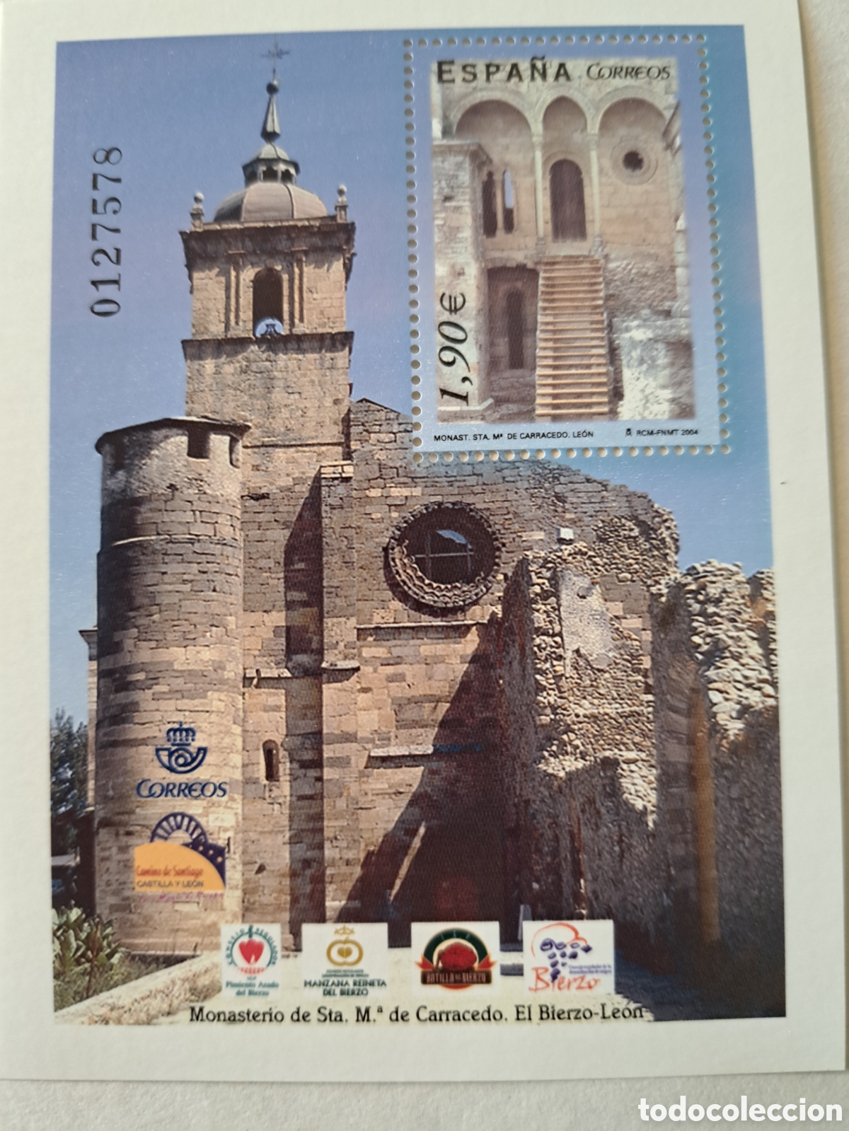 Sellos: Hoja dentada monasterio Carrecedo Le&oacute;n 2004 - Foto 1