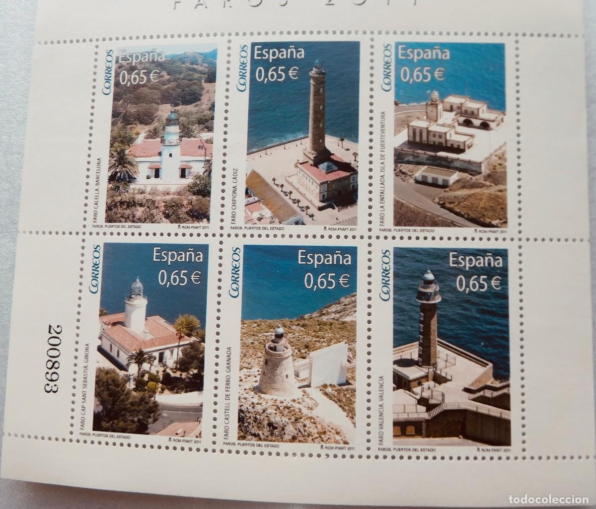 Sellos: ESPA&Ntilde;A, SELLOS, HOJA BLOQUE, 2011, Faros, - Foto 1