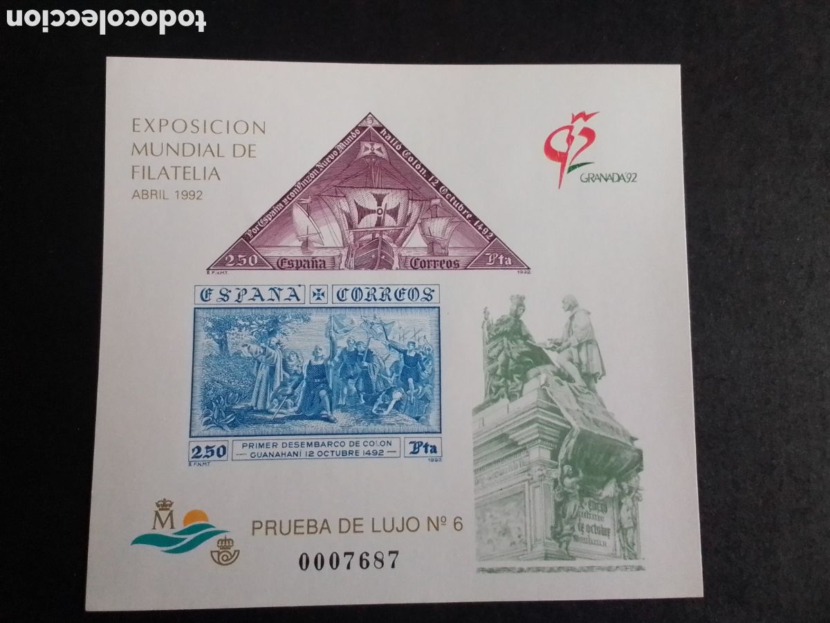 Sellos: Prueba de Lujo n&deg; 6 . GRANADA  92 - Foto 1