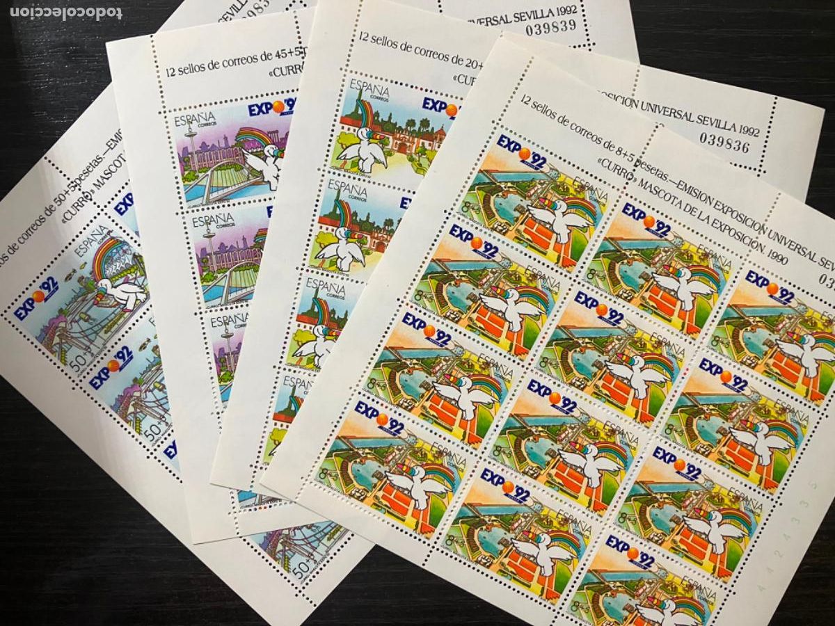 Sellos: MP 6 al 9 - Sellos nuevos Expo 92 Sevilla - Juego completo 4 mini pliego - 1990