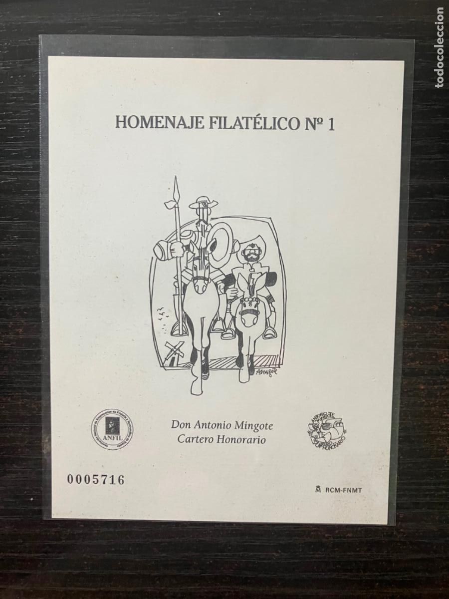 Sellos: Prueba Filat&eacute;lica - Homenaje Filat&eacute;lico n&ordm; 1 - ANFIL FNMT - Antonio Mingote - Cartero Honorario