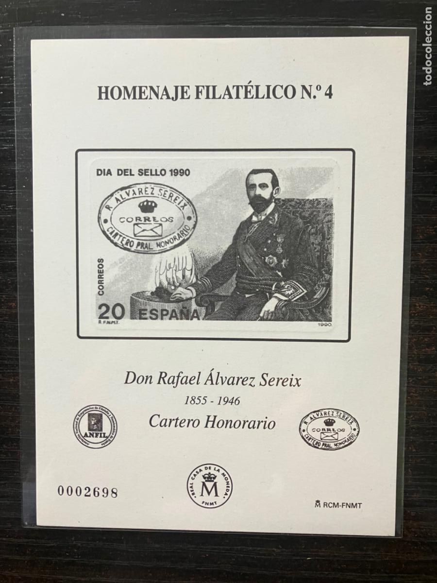 Sellos: Prueba Filat&eacute;lica - Homenaje Filat&eacute;lico n&ordm; 4 - ANFIL FNMT - Rafael &Aacute;lvarez - Cartero Honorario