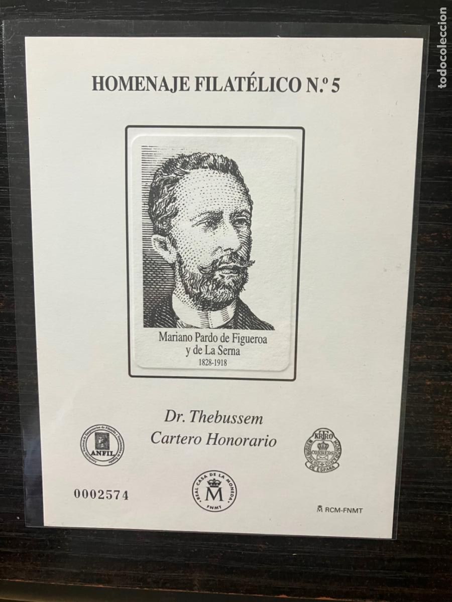 Sellos: Prueba Filat&eacute;lica - Homenaje Filat&eacute;lico n&ordm; 5 - ANFIL FNMT - Dr. Thebussem - Cartero Honorario