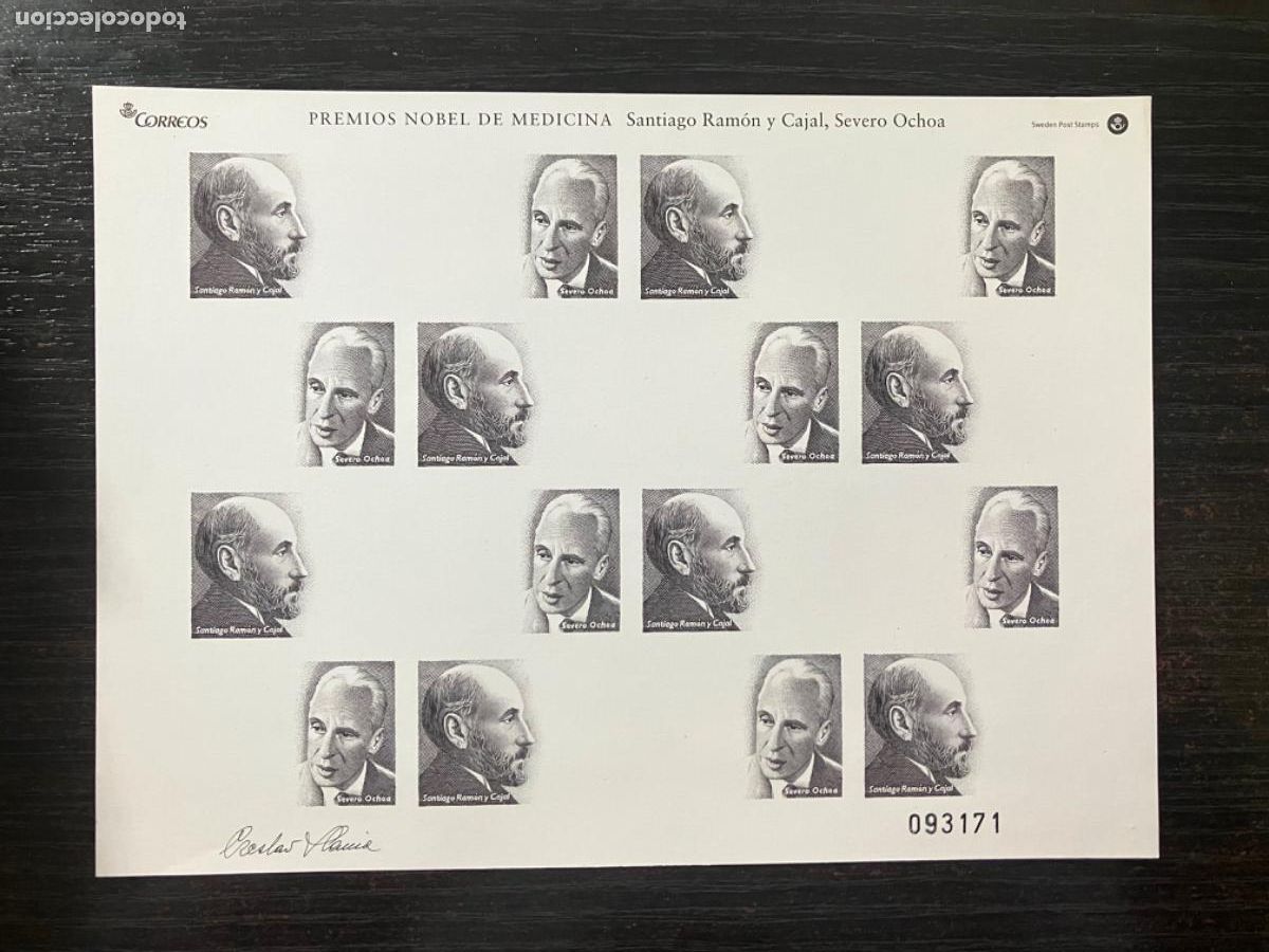 Sellos: Prueba Filat&eacute;lica - Premios Nobel de Medicina - Santiago Ram&oacute;n y Cajal - Severo Ochoa