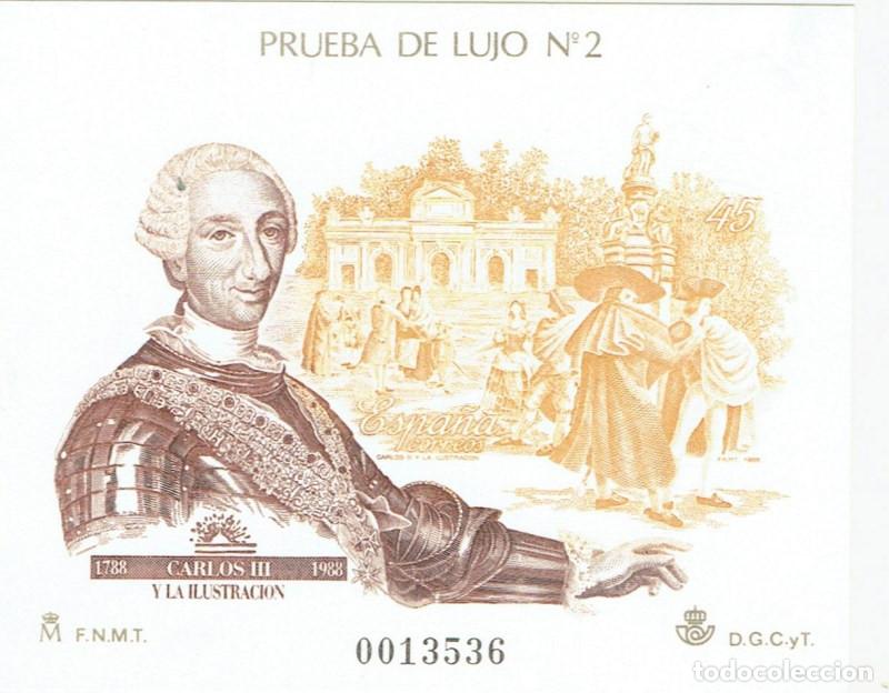 Sellos: FA5965. FILATELIA. Prueba oficial, 1988, Carlos III y La Ilustracion