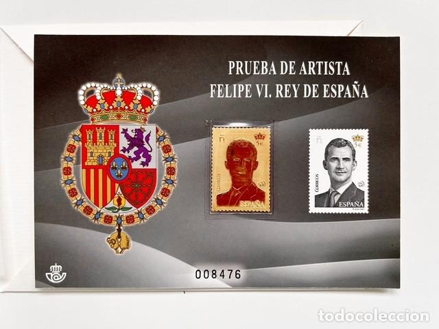 Sellos: PRUEBA DE ARTISTA &ndash; FELIPE VI REY DE ESPA&Ntilde;A &ndash; ORO 24K SOBRE PLATA 999 &ndash; NUMERADA 008476 &ndash; FNMT
