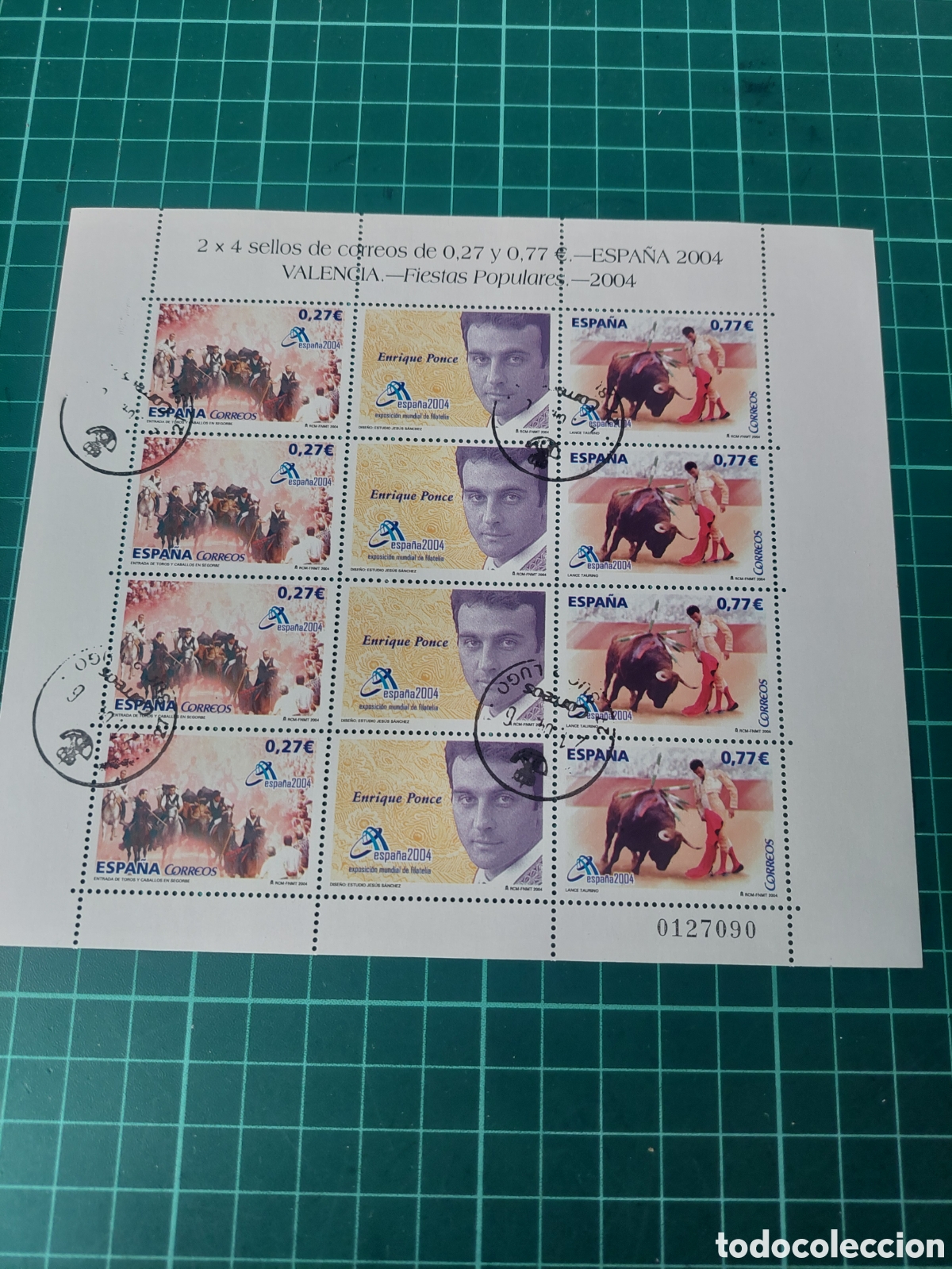 Sellos: 2004 Minipliegos 83 edifil 4089/90 Valencia fuestas populares Enrique ponce torero fauna exposici&oacute;n