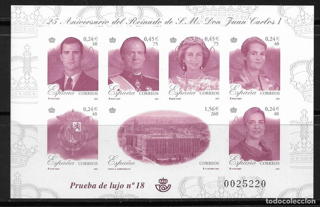 Briefmarken: ESPA&Ntilde;A 2001 - PRUEBA OFICIAL EDIFIL 76 - 25&ordm; Aniversario del Reinado de S.M. Juan Carlo I. MNH.