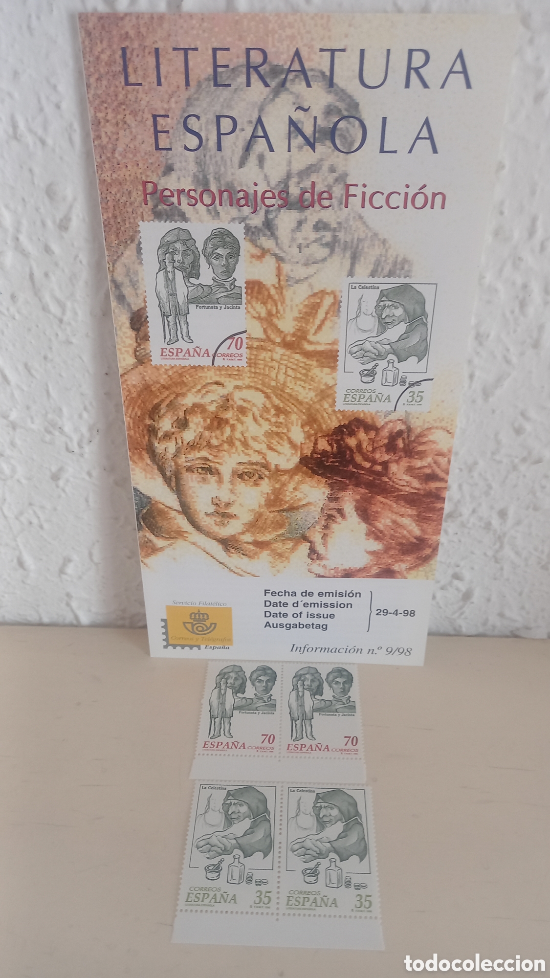 Sellos: Literatura Espa&ntilde;ola. Personajes de Ficci&oacute;n. Emision 1998