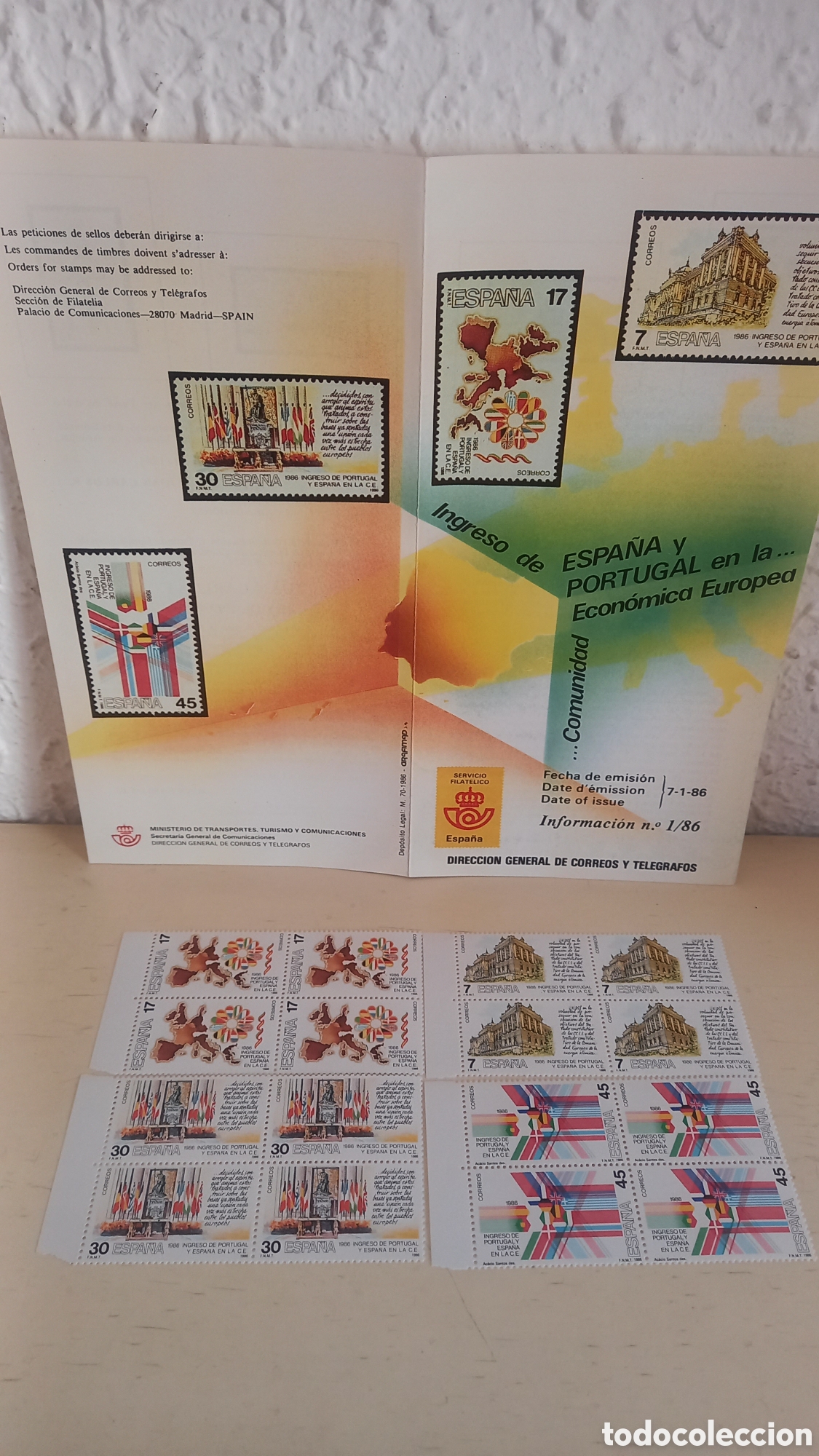 Sellos: Ingreso de Espa&ntilde;a y Portugal en la CEE. Emision 1986