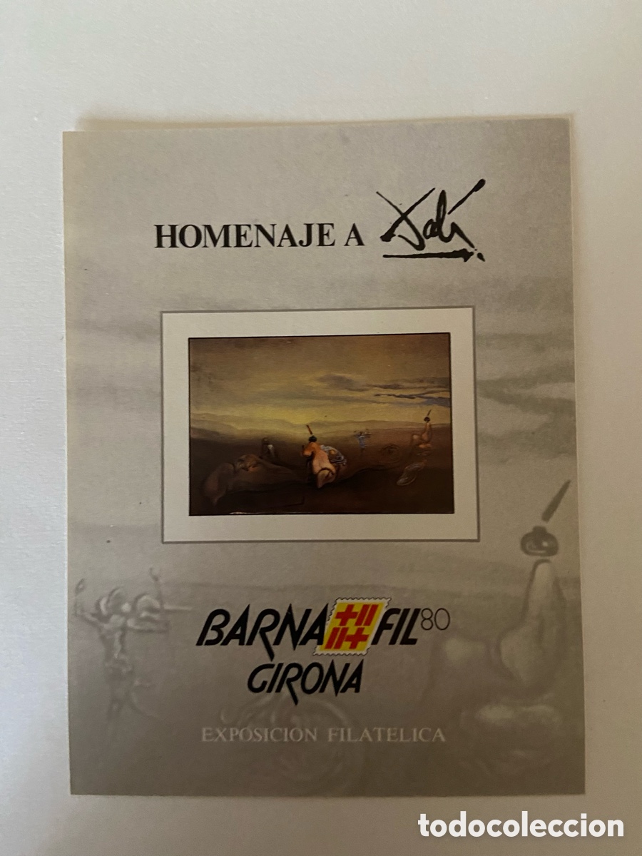 Sellos: Hoja Recuerdo. Pintura y arte. Edifil 94 Barnafil 80 Gerona. SIN DENTAR. Homenaje a Dal&iacute;.