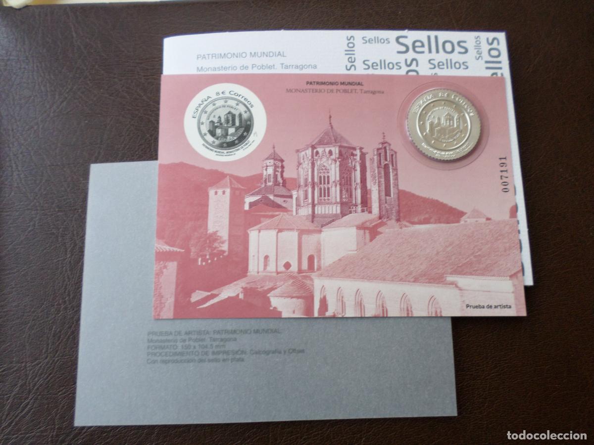 Sellos: 2026,prueba de artista patrimonio mundial,monasterio de poblet,con reproduccion del sello en plata