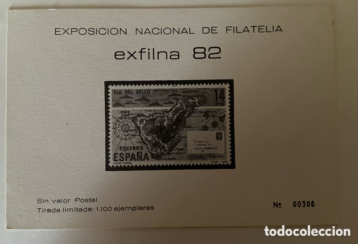 Sellos: EXFILNA 82. HOJA RECUERDO PRUEBA EN NEGRO. RARA