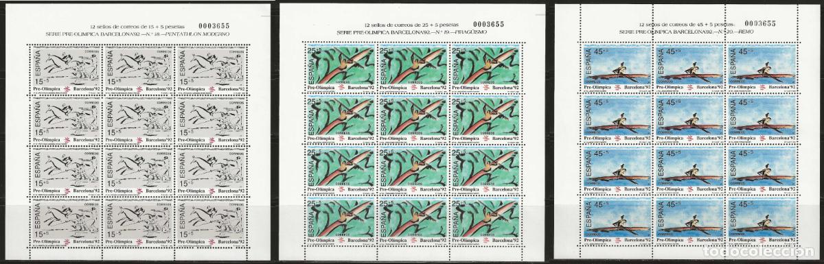 Francobolli: Sellos Espa&ntilde;a A&ntilde;o 1991 minipliego n&ordm;28/30Barcelona 92 Pentathlon, pirag&uuml;ismo y remo v.c. 18,60&euro;