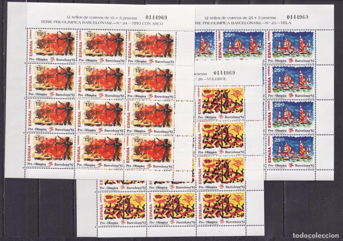 Timbres: Sellos Espa&ntilde;a A&ntilde;o 1992 minipliego n&ordm;40/42 Barcelona 92 Tiro con arco, vela y voleibol v.c. 31,20&euro;