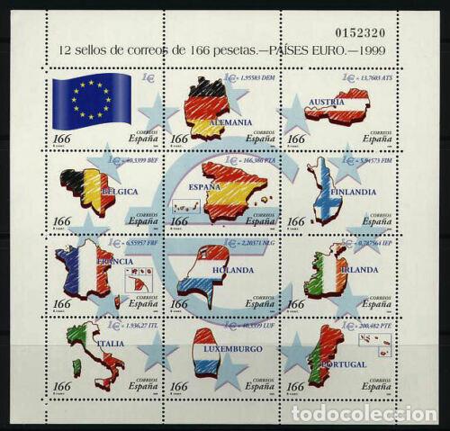 Selos: Sellos Espa&ntilde;a A&ntilde;o 1999 minipliego n&ordm;63 Paises del Euro valor catalogo 31&euro;