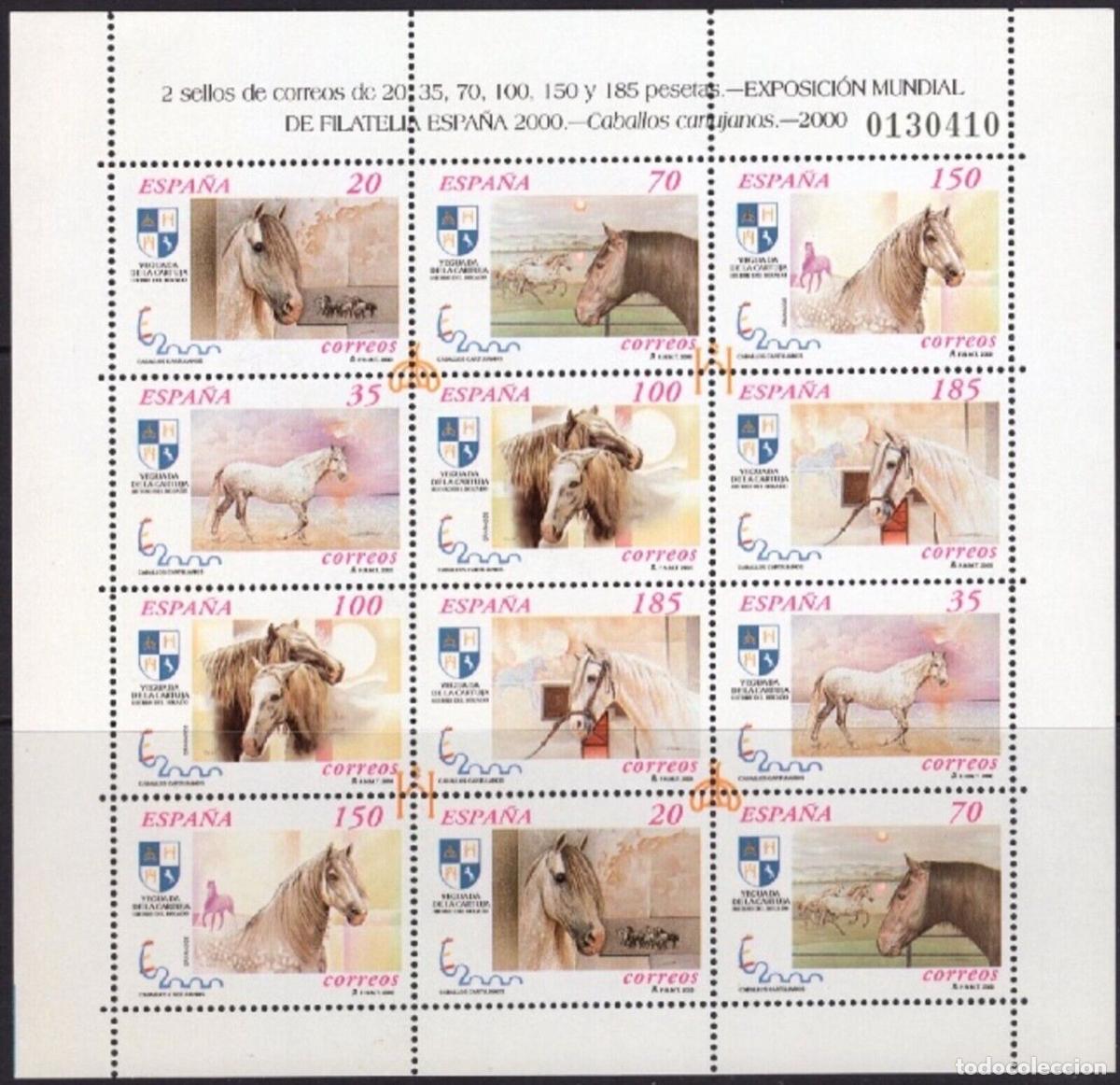 Selos: Sellos Espa&ntilde;a A&ntilde;o 2000 minipliego n&ordm;69 Expo Espa&ntilde;a 2000 caballos cartujanos valor catalogo 58&euro;